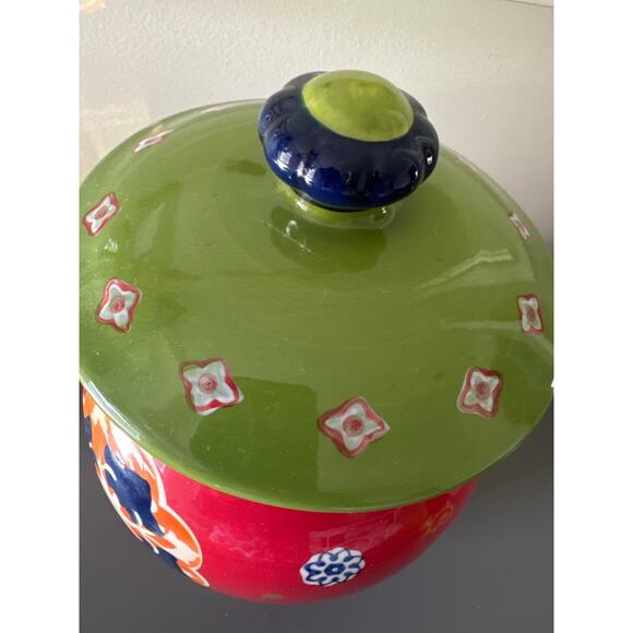 Dutch Wax canister multicolored ceramic with top large Sz 10” tall - Picture 2 of 6